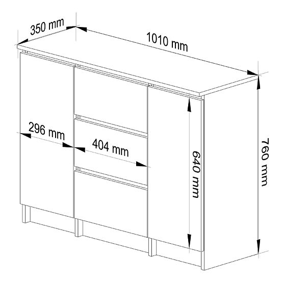 KOMÓD K100 2D 3SZ PK TÖLGY SONOMA