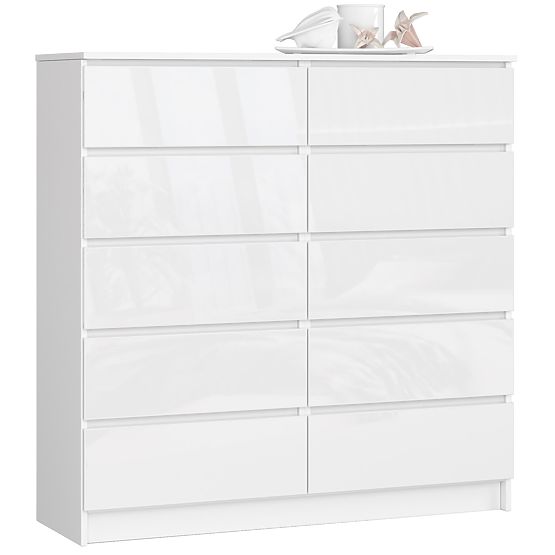 KOMÓD K120 10F CLP PK FEHÉR FÉNYES