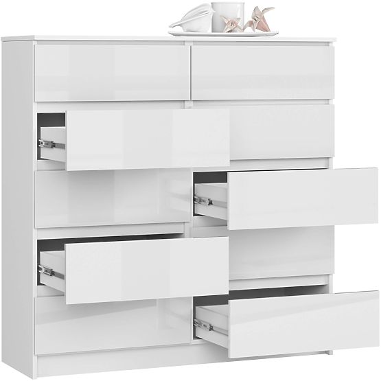 KOMÓD K120 10F CLP PK FEHÉR FÉNYES