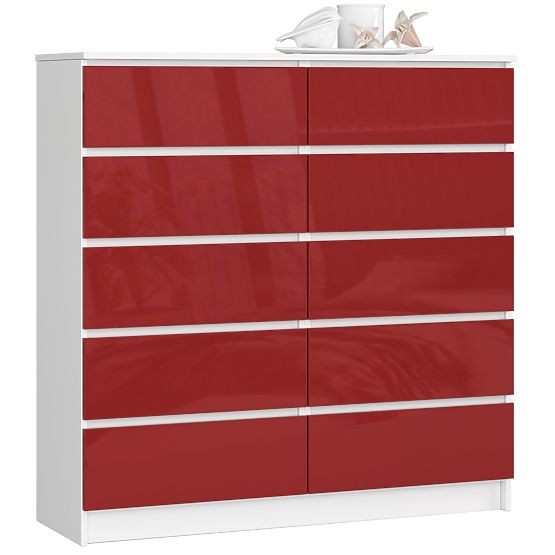 KOMÓD K120 10FIÓK CLP PK PIROS FÉNYES