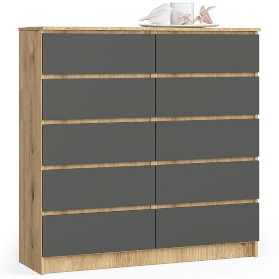 KOMÓD K120 10SZ CLP PK ARTISAN TÖLGY / SZÜRKE