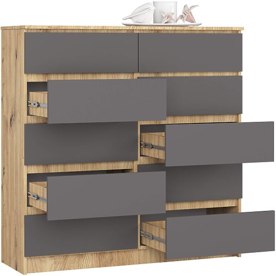 KOMÓD K120 10SZ CLP PK ARTISAN TÖLGY / SZÜRKE