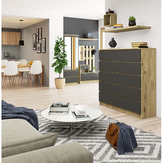 KOMÓD K120 10SZ CLP PK ARTISAN TÖLGY / SZÜRKE