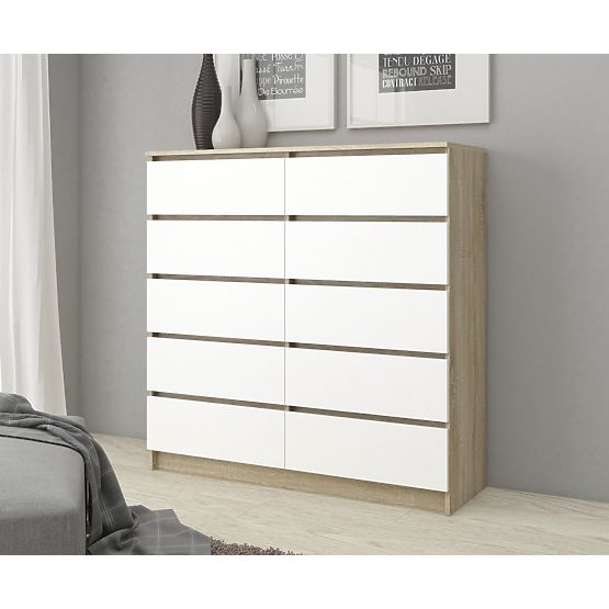 KOMÓD K120 10SZ CLP PK SONOMA TÖLGY / FEHÉR