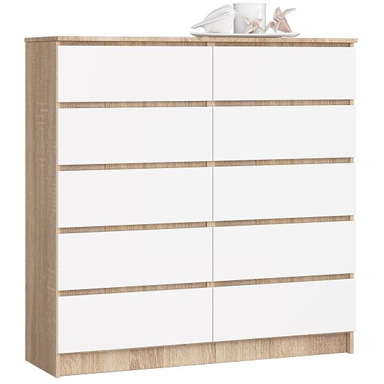 KOMÓD K120 10SZ CLP PK SONOMA TÖLGY / FEHÉR