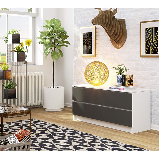 KOMÓD K120 4SZ CLP PK FEHÉR / SZÜRKE