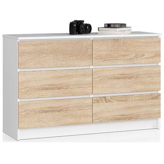 KOMÓD K120 6SZ CLP PK FEHÉR / SONOMA