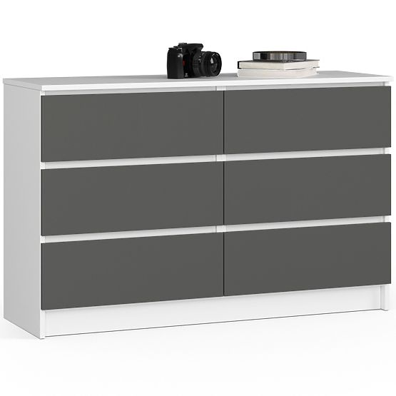 KOMÓD K120 6SZ CLP PK FEHÉR / SZÜRKE