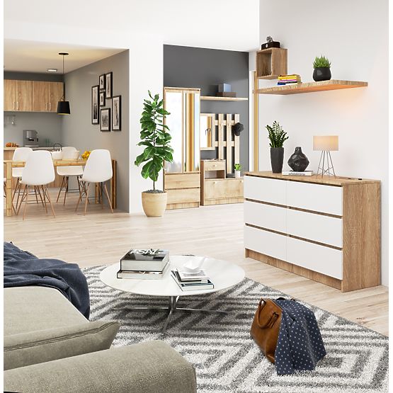 KOMÓD K120 6SZ CLP PK TÖLGY SONOMA / FEHÉR