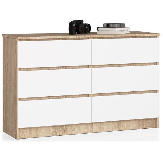 KOMÓD K120 6SZ CLP PK TÖLGY SONOMA / FEHÉR