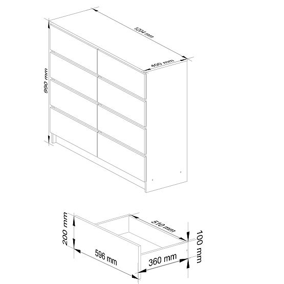 KOMÓD K120 8F CAPPUCCINO FÉNYES