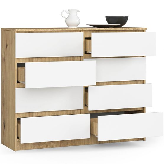 KOMÓD K120 8FIÓK CLP PK ARTISAN TÖLGY / FEHÉR