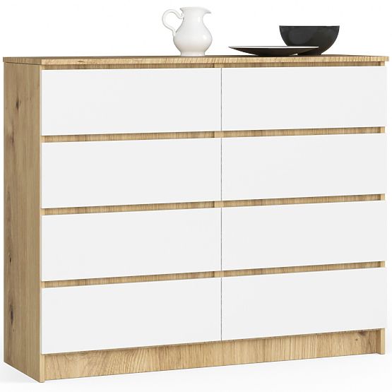 KOMÓD K120 8FIÓK CLP PK ARTISAN TÖLGY / FEHÉR