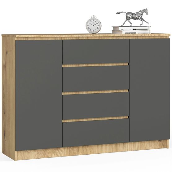 KOMÓD K140 2D 4SZ CLP PK ARTISAN TÖLGY / SZÜRKE