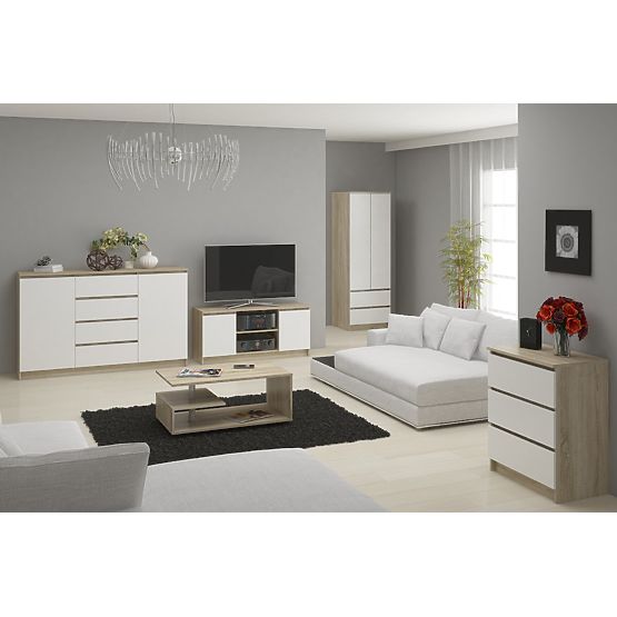 KOMÓD K140 2D 4SZ CLP PK SONOMA TÖLGY / FEHÉR