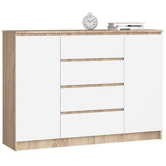 KOMÓD K140 2D 4SZ CLP PK SONOMA TÖLGY / FEHÉR