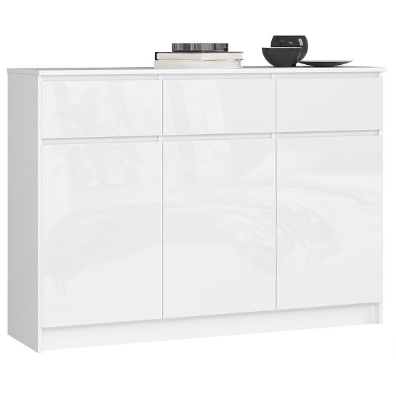 KOMÓD K140 3D 3SZ CLP PK FEHÉR FÉNYES