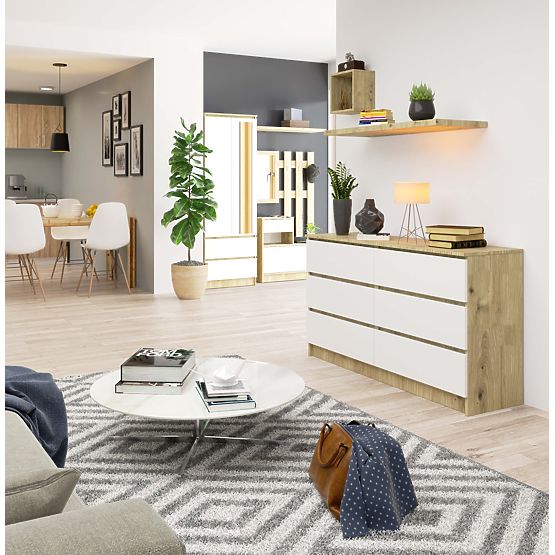 KOMÓD K140 6SZ CLP ARTISAN TÖLGY / FEHÉR