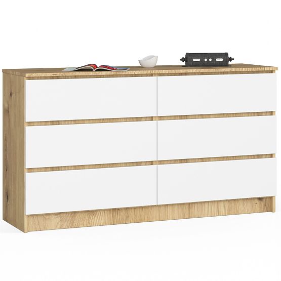 KOMÓD K140 6SZ CLP ARTISAN TÖLGY / FEHÉR