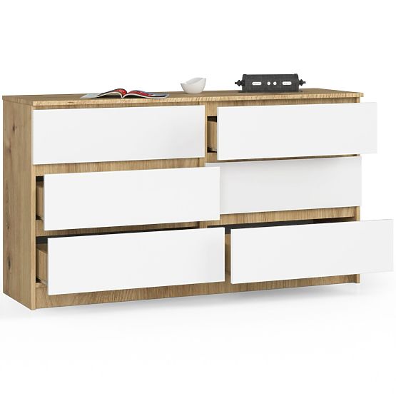 KOMÓD K140 6SZ CLP ARTISAN TÖLGY / FEHÉR