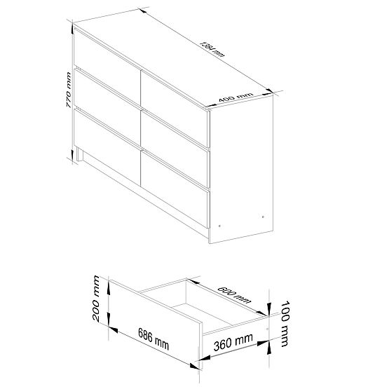 KOMÓD K140 6SZ CLP ÉGER