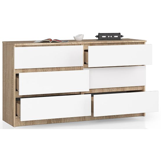 KOMÓD K140 6SZ CLP TÖLGY SONOMA / FEHÉR