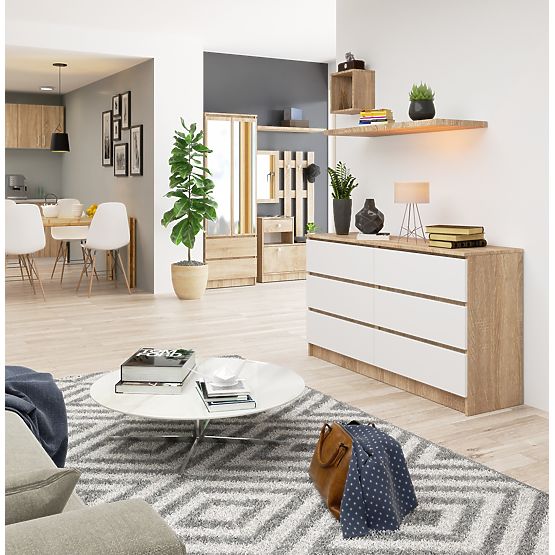 KOMÓD K140 6SZ CLP TÖLGY SONOMA / FEHÉR