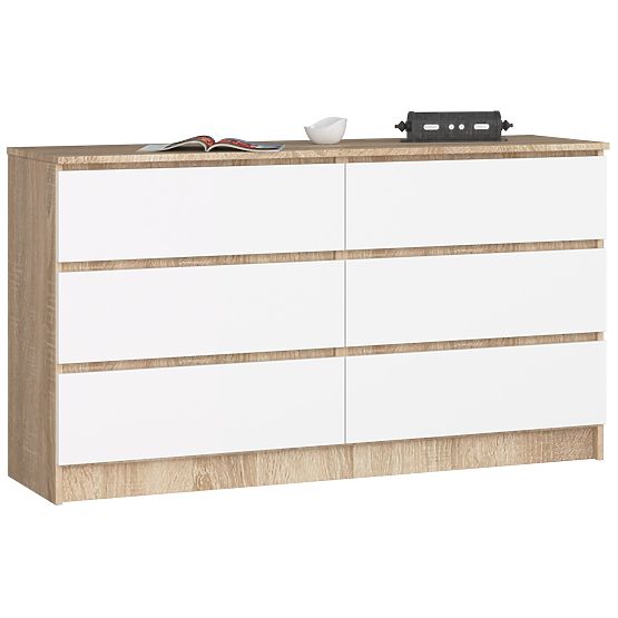 KOMÓD K140 6SZ CLP TÖLGY SONOMA / FEHÉR