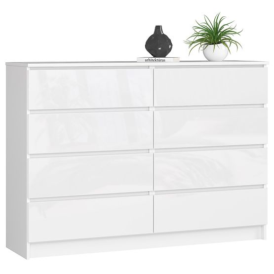 KOMÓD K140 8SZ CLP PK FEHÉR FÉNYES
