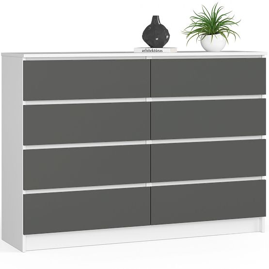 KOMÓD K140 8SZ CLP PK FEHÉR / SZÜRKE