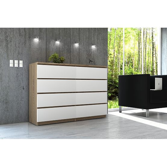 KOMÓD K140 8SZ CLP PK SONOMA / FEHÉR