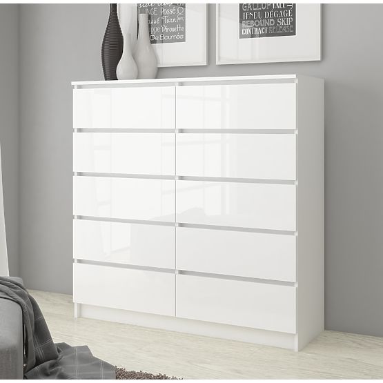 KOMÓD K160 10F CLP PK FEHÉR FÉNYES