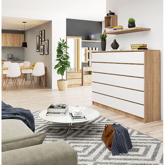 KOMÓD K160 10SZ CLP PK TÖLGY SONOMA / FEHÉR