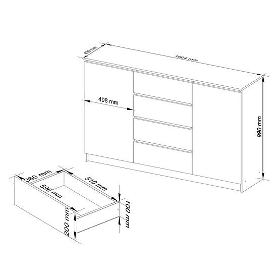 KOMÓD K160 2D 4F CLP PK CRAFT TÖLGY