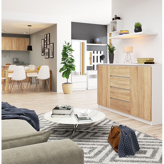 KOMÓD K160 2D 4F CLP PK FEHÉR / SONOMA