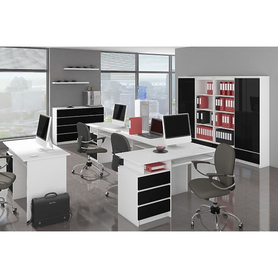KOMÓD K160 2D 4F CLP PK FEKETE FÉNYES