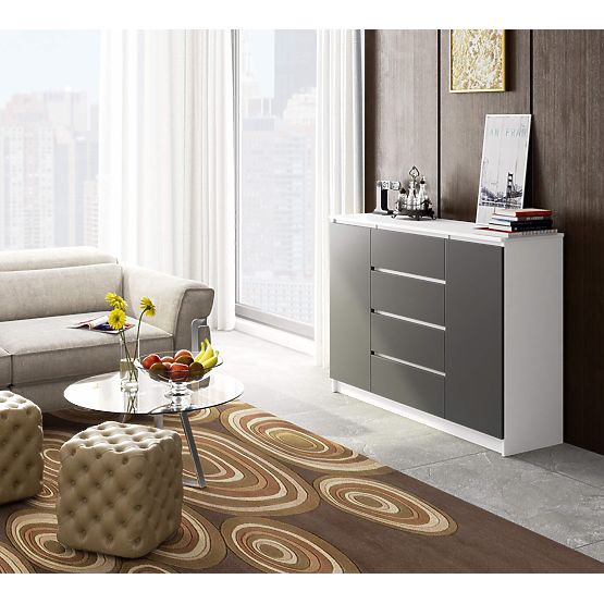 KOMÓD K160 2D 4SZ CLP PK FEHÉR / SZÜRKE
