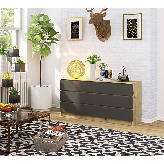 KOMÓD K160 6SZ CLP ARTISAN TÖLGY / SZÜRKE