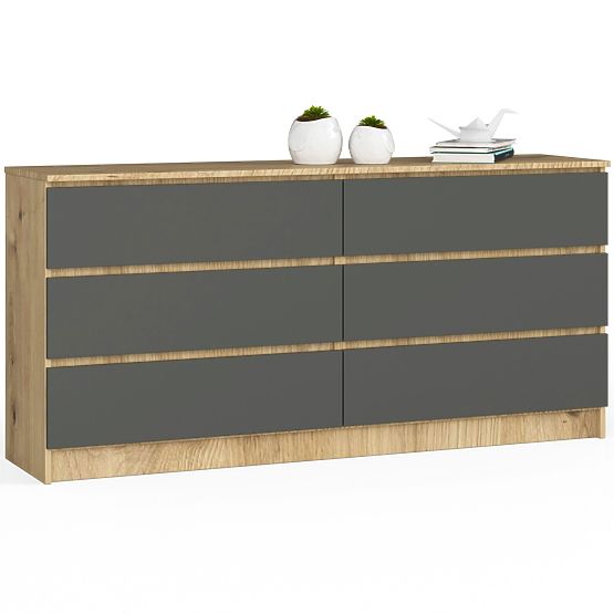 KOMÓD K160 6SZ CLP ARTISAN TÖLGY / SZÜRKE