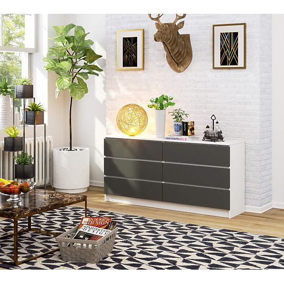 KOMÓD K160 6SZ CLP PK FEHÉR / SZÜRKE