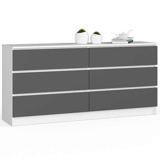 KOMÓD K160 6SZ CLP PK FEHÉR / SZÜRKE