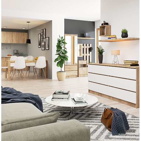 KOMÓD K160 6SZ CLP PK TÖLGY SONOMA / FEHÉR