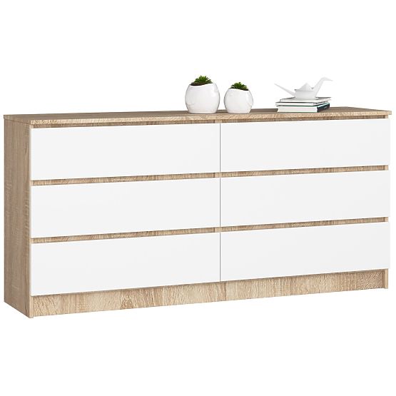 KOMÓD K160 6SZ CLP PK TÖLGY SONOMA / FEHÉR