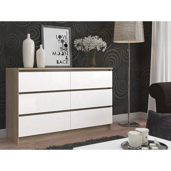 KOMÓD K160 6SZ CLP PK TÖLGY SONOMA / FEHÉR