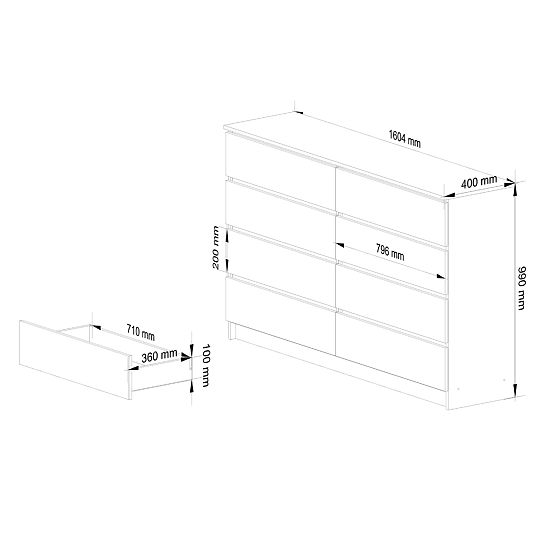 KOMÓD K160 8SZ CLP ARTISAN TÖLGY / FEHÉR