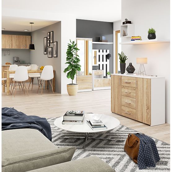 KOMÓD K45 PK FEHÉR / SONOMA TÖLGY