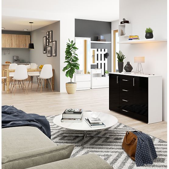 KOMÓD K45 PK FEKETE FÉNYES