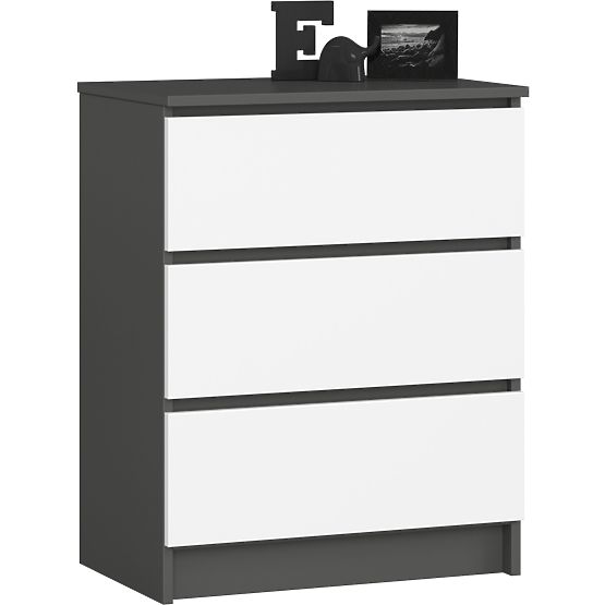 KOMÓD K60 3SZ CLP GRAFIT SZÜRKE / FEHÉR