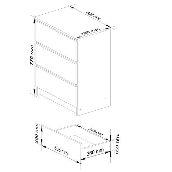 KOMÓD K60 3SZ CLP PK TÖLGY CRAFT