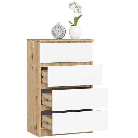 KOMÓD K60 4FIÓK PK ARTISAN TÖLGY / FEHÉR